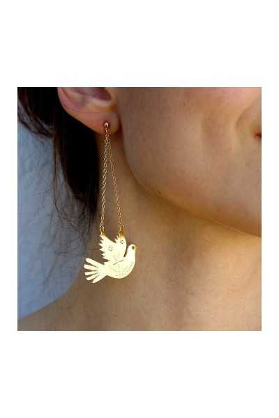 Boucle d’oreilles Peace Colombe - plaqué argent-Acquadila-1601