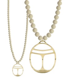 Sautoir ivoire Scarabée doré-Acquadila-2352